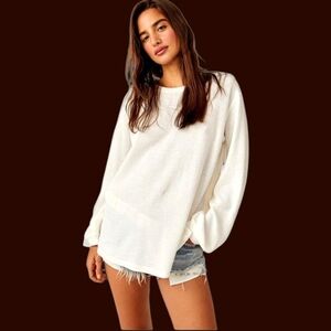 Free People White Long Sleeve Tee Bell Sleeves. A Bit Thicker Then Most F.P.tees